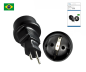 Preview: Power adapter Brazil CEE 7/3 to BRA type N, black, DINIC box with Euro hole