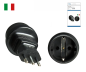 Preview: Stromadapter Italien CEE 7/3 auf ITA Typ L CEE 7/3 Buchse/ITA 3pin Stecker Typ L, schwarz, DINIC Box mit Euroloch
