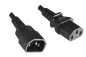 Preview: Cold device cable with an extra-large cross-section of 1.5mm², C13 to C14, extension, VDE, black, 3m