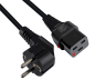 Preview: Netzkabel Europa CEE 7/7 90° auf C19, 1,5mm², mit Verriegelung, VDE, schwarz, Länge 2,00m