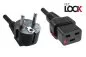 Preview: Power cord Europe CEE 7/7 90° to C19, 1,5mm², with lock, VDE, black, length 2,00m