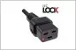 Preview: Power cord Europe CEE 7/7 90° to C19, 1,5mm², with lock, VDE, black, length 2,00m