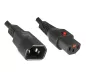 Preview: Power cable C14 to C13, 1mm², with lock, extension, VDE, black, length 2.00m