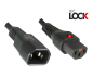 Preview: Power cable C14 to C13, 1mm², with lock, extension, VDE, black, length 2.00m