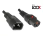 Preview: Power cable C14 to C13, 1mm², with lock, extension, VDE, black, length 2.00m