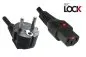 Preview: Power cord Europe CEE 7/7 90° to C13, 1mm², with lock, black, length 2,00m