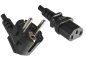 Preview: Mains cable Europe CEE 7/7 90° to C13, 0.75mm², VDE, black, length 1.00m