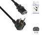 Preview: Mains cable Europe CEE 7/7 90° to C13, 1 mm², VDE, black, DINIC box with Euro hole, length 3.00m