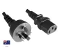 Preview: Netzkabel Australien Typ I auf C13, 1mm², SAA, schwarz, Länge 3,00m