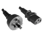 Preview: Netzkabel Australien Typ I auf C13, 1mm², AUS 3pin Typ I/IEC 60320-C13, SAA, schwarz, Länge 5m