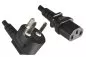Preview: Power cable Denmark type K 90° to C13, 0,75mm², approvals: VDE/DEMKO, black, length 1.00m