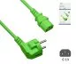 Preview: Mains cable Europe CEE 7/7 90° to C13, 0.75mm², VDE, green, DINIC box with Euro hole, length 1.80m