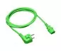 Preview: Mains cable Europe CEE 7/7 90° to C13, 0.75mm², VDE, green, DINIC box with Euro hole, length 1.80m