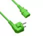 Preview: Mains cable Europe CEE 7/7 90° to C13, 0.75mm², VDE, green, DINIC box with Euro hole, length 1.80m