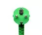 Preview: Mains cable Europe CEE 7/7 90° to C13, 0.75mm², VDE, green, DINIC box with Euro hole, length 1.80m