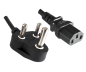 Preview: Power cable India type M to C13, 1.5mm², 16A, approval: BIS, black, length 5.00m