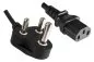 Preview: Power cord India type M to C13, 0,75mm², 10A, Approval: BIS, black, length 1,80m