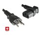 Preview: Netzkabel Schweiz Typ J (teilisoliert) auf C13 90°, 1mm², Zulassung: SEV, schwarz, Länge 3,00m