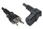 Preview: Power cord Switzerland type J (partly insulated) to C13 90°, 0,75mm², approval: SEV, black, length 1,80m