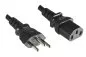 Preview: Power cord Switzerland type J (partly insulated) to C13, 0,75mm², approval: SEV, black, length 1,00m