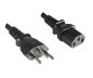 Preview: Netzkabel Schweiz Typ J (teilisoliert) auf C13, 1mm², Zulassung: SEV, schwarz, Länge 5,00m