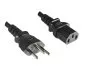 Preview: Mains cable Switzerland type J (partially insulated) to C13, 0.75mm², approval: SEV, black, length 1.00m