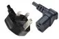 Preview: Power cable England UK type G 10A to C13 90°, 0,75mm², Approved: ASTA/SASO/HK and Singapore SM, black, length 1,80m