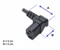 Preview: Mains cable England UK type G 10A to C13 90°, 0.75mm², approved: ASTA / SASO /HK and Singapore SM, black, length 1.80m