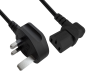 Preview: Mrežni kabel Anglija UK tip G 10A na C13 90°, 0,75 mm², odobreno: ASTA /SASO /HK in Singapur SM, črn, dolžina 2,00 m