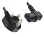 Preview: Mains cable England UK type G 10A to C13 90°, 0.75mm², approved: ASTA /SASO /HK and Singapore SM, black, length 2.00m