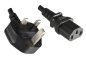 Preview: Netzkabel England UK Typ G 10A auf C13, 1mm², Zulassung: ASTA, LSZH, schwarz, Länge 1,80m