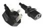 Preview: Power cord England UK type G 10A to C13, 1mm², approval: ASTA, black, LSZH, length 1,80m