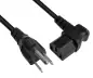 Preview: Maitinimo kabelis Amerika, JAV, NEMA 5-15P, B - C13 tipo, pasuktas į šoną, AWG18, SVT, UL/CSA, juodas, 1,80 m ilgio