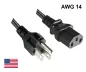 Preview: Netzkabel Amerika USA NEMA 5-15P, Typ B auf C13, großer Querschnitt AWG14, SJT, UL/CSA, schwarz, Länge 1,80m