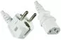 Preview: Power cord Europe CEE 7/7 90° to C13, 0,75mm², VDE, white, length 1,80m