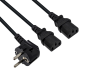 Preview: Y netsnoer CEE 7/7 90° 1,20m naar 2x C13 0,80m, 1mm², VDE, zwart, lengte 2,00m