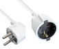 Preview: Cable alargador de contacto de puesta a tierra, 1,5 mm², CEE 7/7 90° a CEE 7/3, de clavija a enchufe, blanco, longitud 2 m
