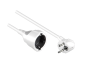 Preview: Earthing contact extension cable, 1.5mm², CEE 7/7 90° to CEE 7/3, plug to socket, white, length 2m