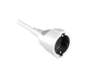 Preview: Earthing contact extension cable, 1.5mm², CEE 7/7 90° to CEE 7/3, plug to socket, white, length 2m