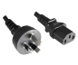 Preview: Netzkabel Australien Typ I auf C13, 1mm², SAA, schwarz, Länge 3,00m