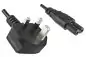 Preview: Mains cable England UK type G 3A to C7, 0.75mm², approval: BSI, UKCA, black, length 1.80m