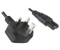 Preview: Mains cable England UK type G 3A to C7, 0.75mm², approval: BSI, UKCA, black, length 1.80m