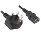 Preview: Cable de red Inglaterra UK tipo G 10A a C13, 0,75 mm², homologación: BSI Kitemark, UKCA, negro, longitud 1,80 m