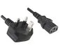 Preview: Mains cable England UK type G 10A to C13, 0.75mm², approval: BSI Kitemark, UKCA, black, length 1.80m