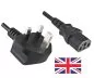 Preview: Mains cable England UK type G 10A to C13, 0.75mm², approval: BSI Kitemark, UKCA, black, length 1.80m