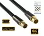 Preview: DINIC Premium Antennenkabel Stecker auf Buchse, 1m, HD TV, Ultra HD, 24k vergoldete Stecker, schwarz, DINIC Box