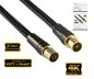 Preview: DINIC premium antenna cable plug to socket, HD TV, Ultra HD, 24k gold-plated plugs, black, DINIC box with Euro hole, length 1.00m