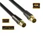 Preview: DINIC premium antenna cable plug to socket, HD TV, Ultra HD, 24k gold-plated plugs, black, DINIC box with Euro hole, length 1.00m