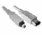 Preview: FireWire-kabel 6-polig till 4-polig kontakt, 1,00 m anslutningskabel IEEE 1394, grå