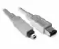 Preview: FireWire Kabel 6 polig auf 4 polig Stecker, 1,00m Anschlusskabel IEEE 1394, grau